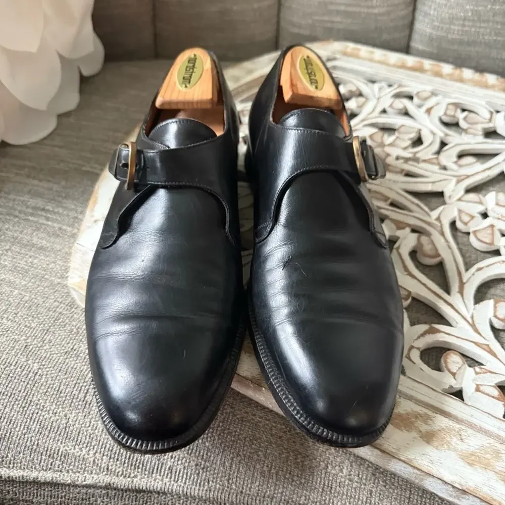 Salvatore Ferragamo Black Leather Buckle Shoes Men’s 9 E Wide